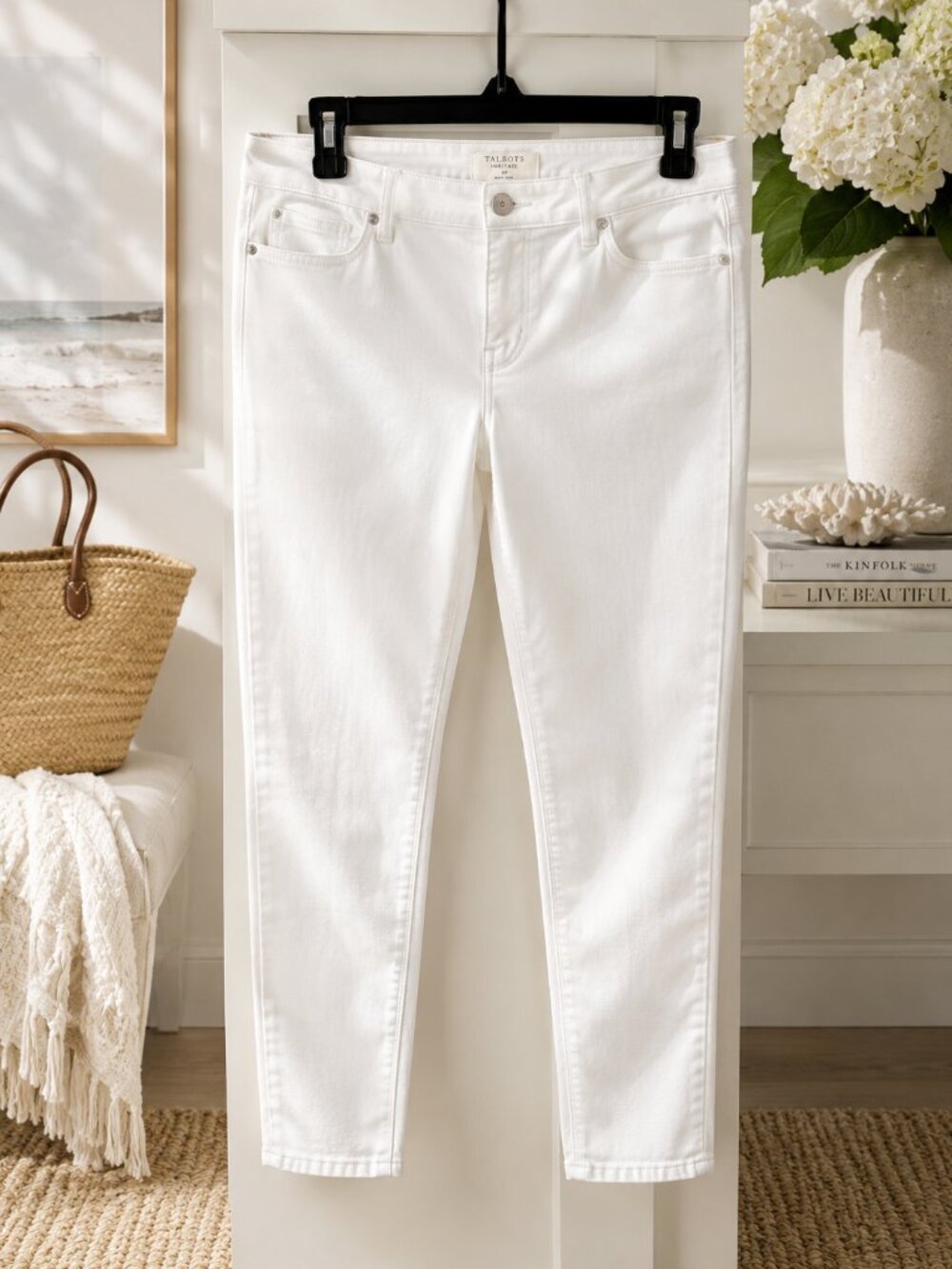 Talbots White Ankle Jeans Coastal Grandmother Quiet Luxury 8P